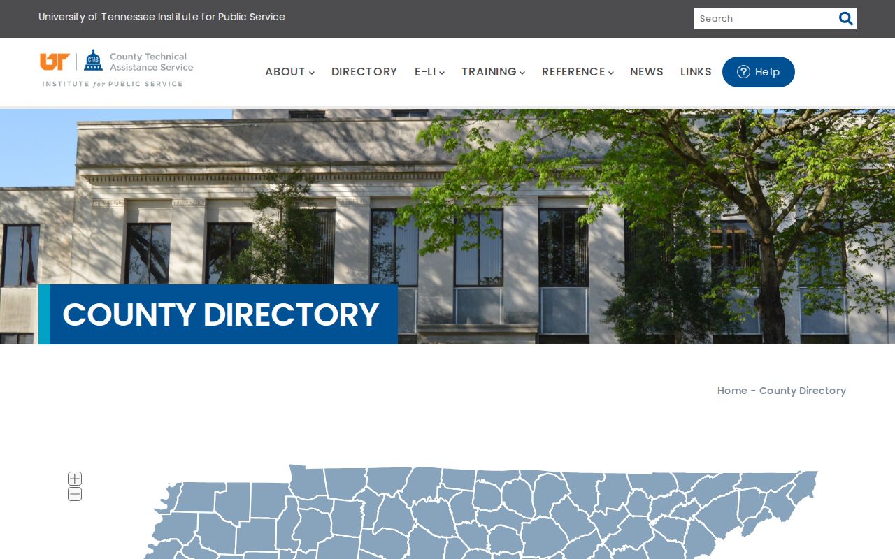 Tennessee court docket county directory with county names and seats